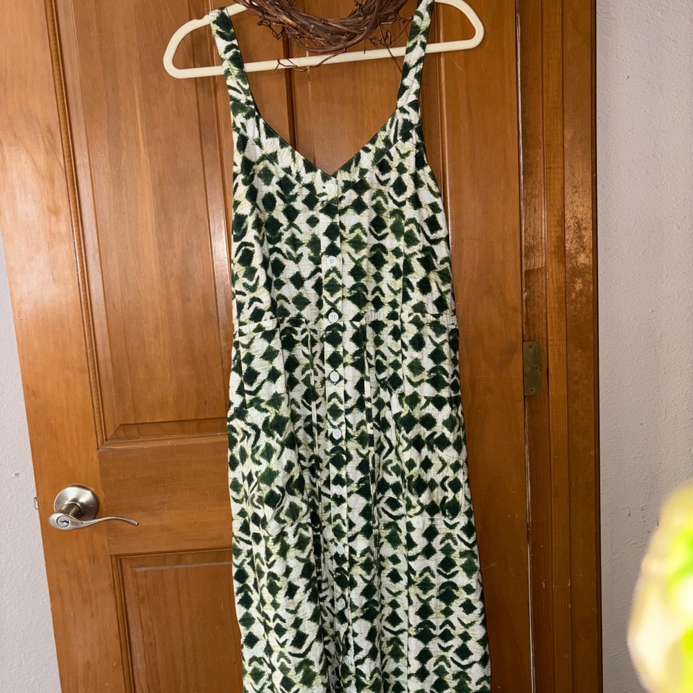Time and Tru Green/White Maxi Dress  silk blend